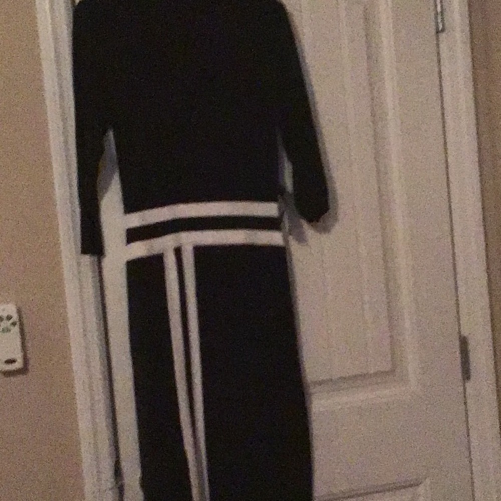 Black and whit sweater dress with side split